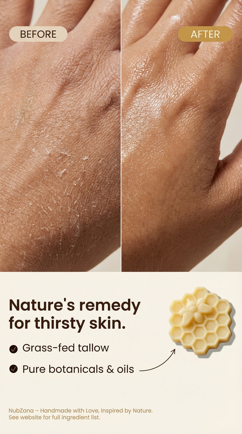 NubZana Honeycomb Tallow Lotion Bar (100g)